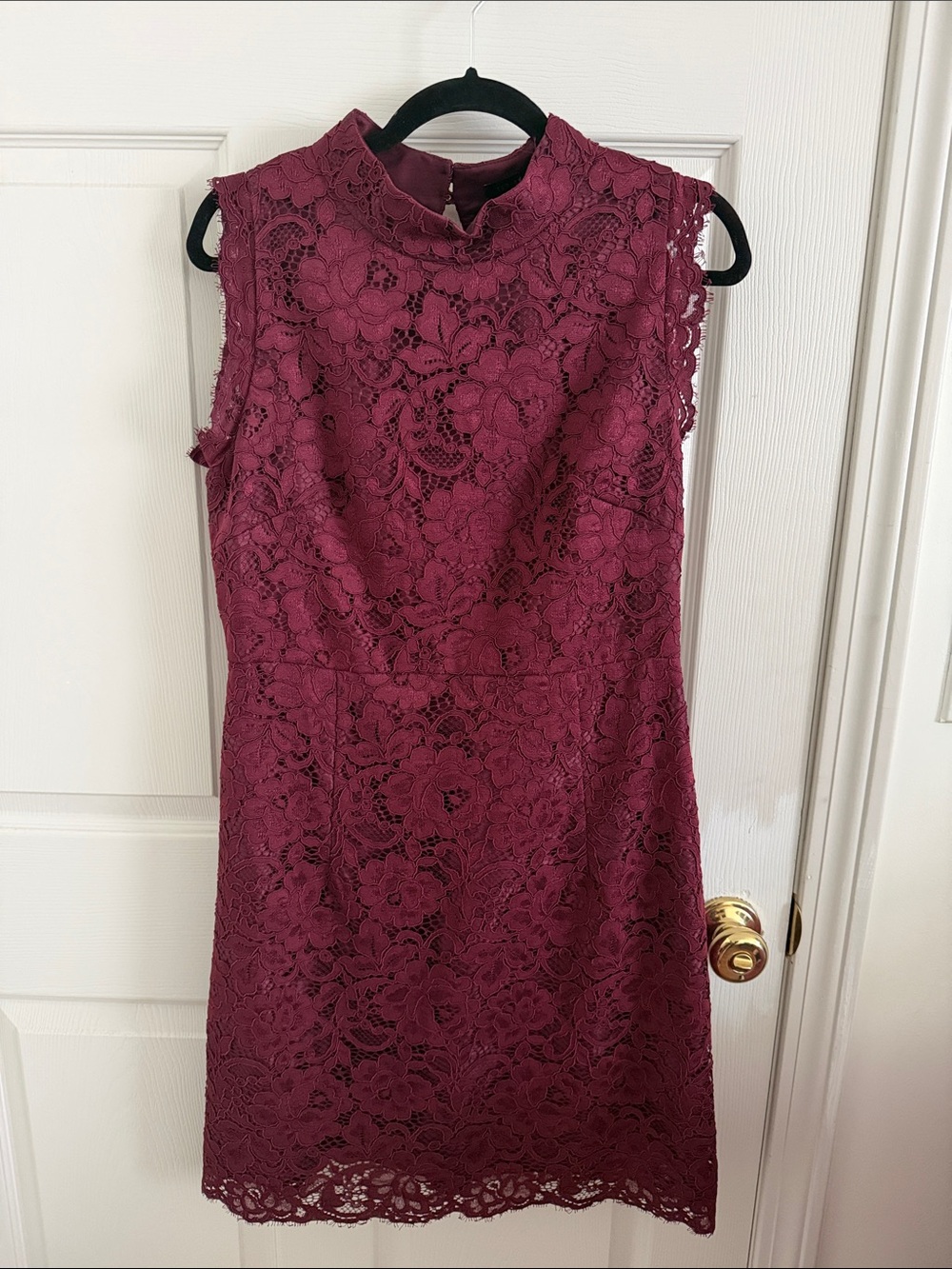 Ted Baker Burgundy Floral Lace Sleeveless Midi Dress